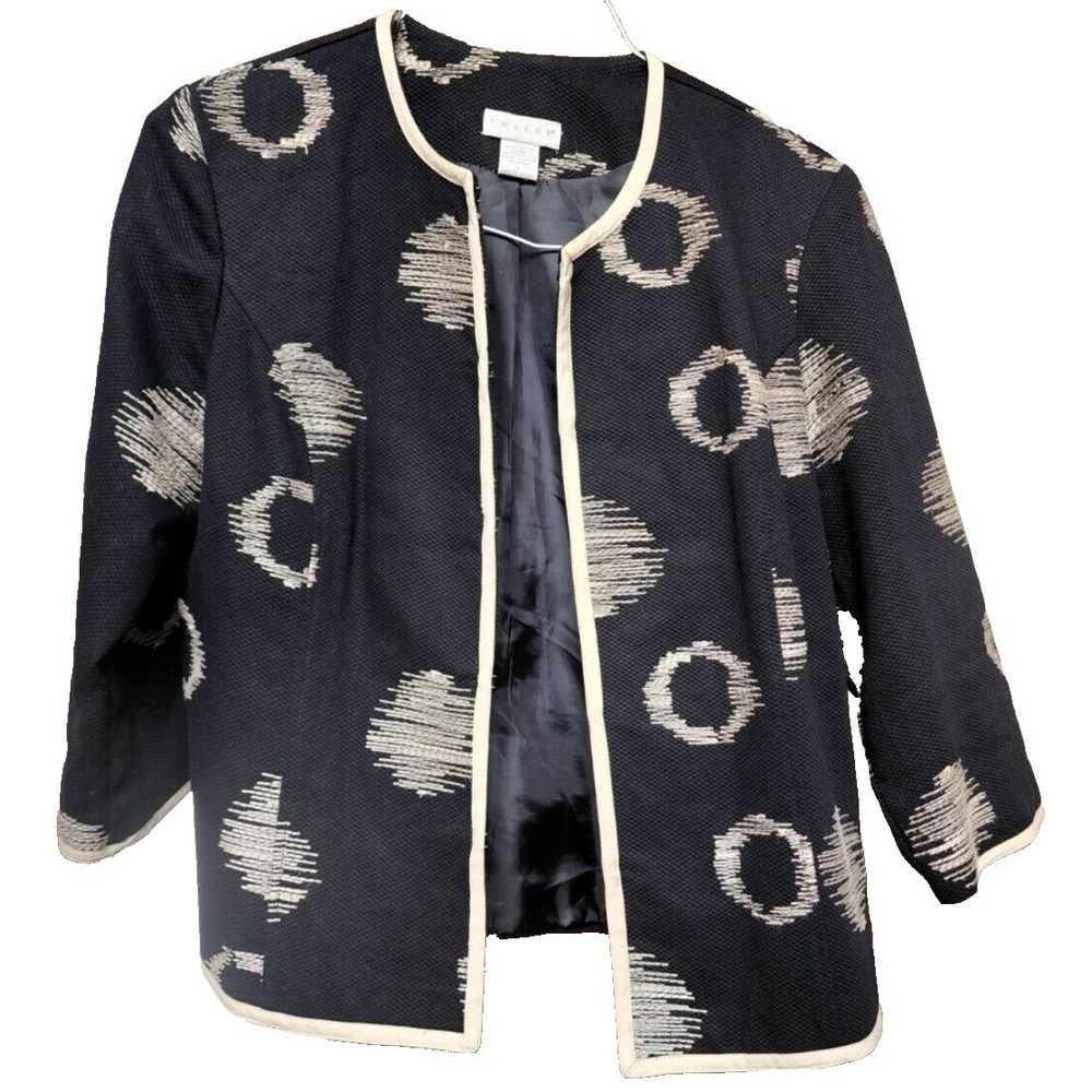 Tweeds Black Embroidered Jacket Size Large Boho Artsy